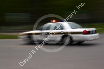 Police car in motion at Leland, Michigan.
