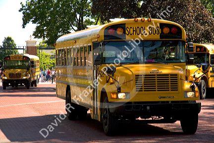 School buses at the Henry Ford Museum in Dearborn, Michigan.