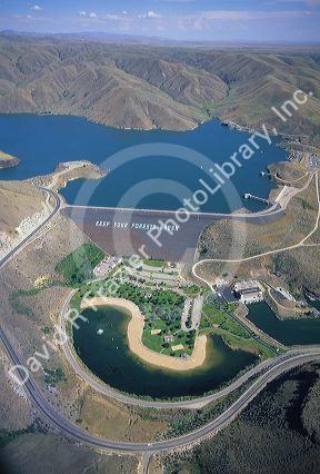 Lucky Peak reservior and dam in Boise, Idaho.