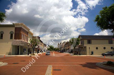 Red brick main street of Ionia, Michigan.