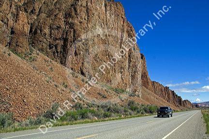 Truck traveling on Idaho State Highway 75 near Challis, Idaho.