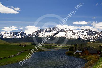 The Salmon River flowing through the Sawtooth Valley at Lower Stanley, Idaho.