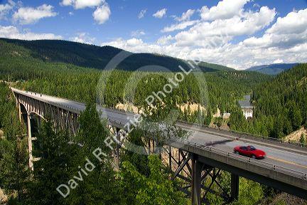 The Moyie River Canyon Bridge is a structural steel truss cantilever bridge spanning the Moyie River near Bonners Ferry and Moyie Springs, Idaho.