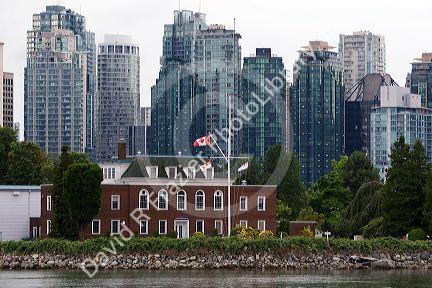 HMCS Discovery naval station/museum located on Deadman's Island in Coal Harbour at Vancouver, British Columbia, Canada.