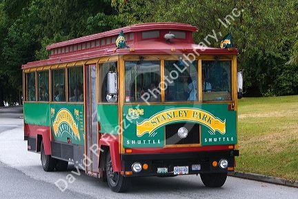 Stanley Park shuttle bus in Vancouver, British Columbia, Canada.