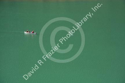 Canoeing on Diablo Lake in the North Cascades, Washington.