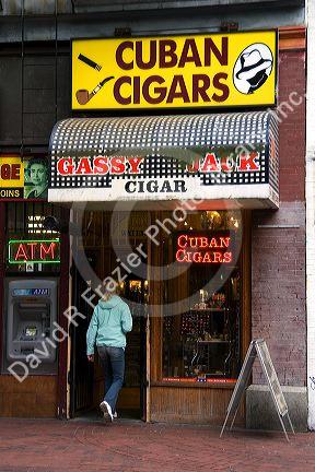 Cuban cigar shop in the Gastown area of Vancouver, British Columbia, Canada.