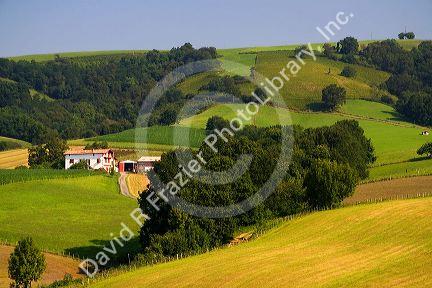 Farmland near the village of Ainhoa, Pyrenees-Atlantiques, French Basque Country, Southwest France.
