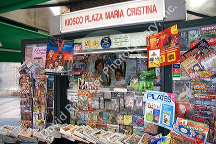 Newsstand in the town of Ribadesella, Asturias, northern Spain.