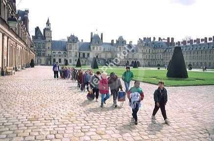 French students at Fontainebleau Palace, France.