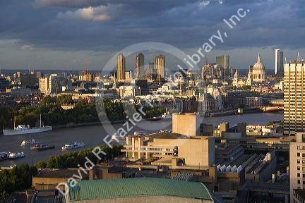 View from the London Eye of the city of London, England.