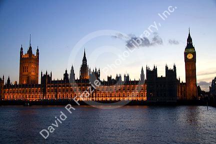 Big Ben and the Houses of Parliament in the city of London, England.
