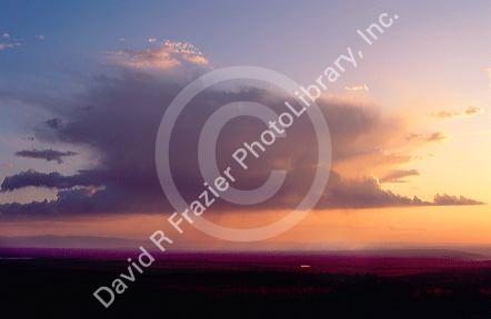 Rain evaporates before it hits the ground at sunset over the desert near Boise, Idaho.
