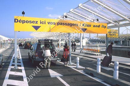 Travellers at the airport in Nice, France.