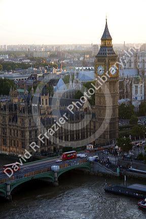Big Ben and the Houses of Parliament in the city of London, England.