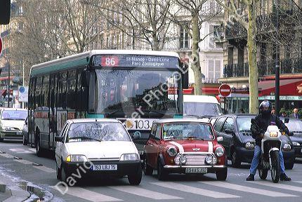 Traffic in Paris, France.