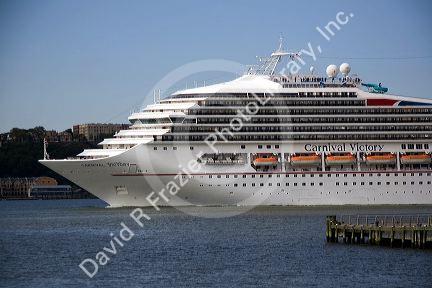 Carnival Victory cruise ship on the Hudson River in New York City, New York, USA.