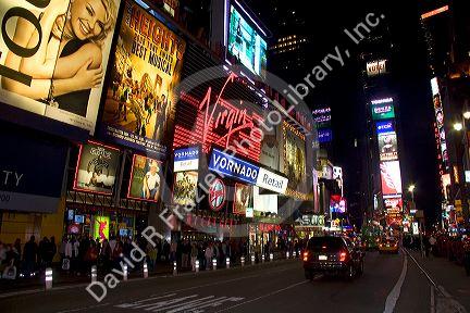 Times Square at night in Manhattan, New York City, New York, USA.
