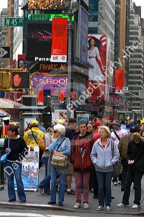 Pedestrians in Times Square, Manhattan, New York City, New York, USA.