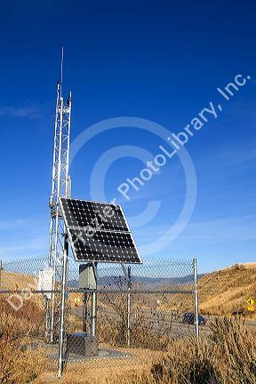 Remote Automated Weather Station with solar panel near Horseshoe Bend, Idaho, USA.