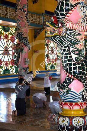 Detail inside the Cao Dai Tay Ninh Holy See in Tay Ninh, Vietnam.