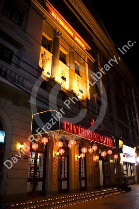 The Riverside Hotel at night in Ho Chi Minh City, Vietnam.