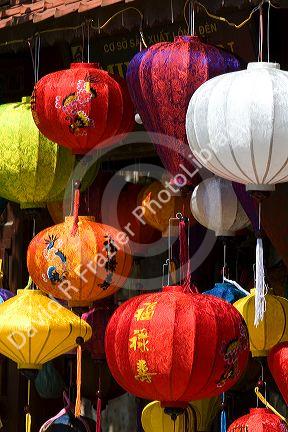 Colorful silk lanterns being sold in Hoi An, Vietnam.