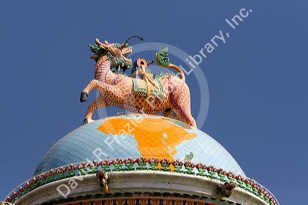 Dragon horse detail atop the Cao Dai's Tay Ninh Holy See in Tay Ninh, Vietnam.
