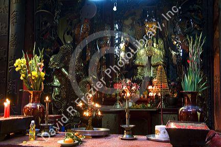 Interior of the Jade Emperor Pagoda Buddhist temple in Ho Chi Minh City, Vietnam.