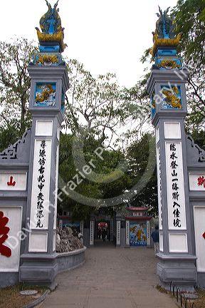 Ngoc Son Temple located on Jade Island in Hoan Kiem Lake in Hanoi, Vietnam.