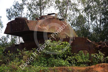 Old American military tank at the Doc Mieu Firebase near the former Demilitarized Zone, Vietnam.