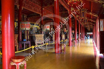 Interior of the Imperial Temple at the Imperial Citadel of Hue, Vietnam.