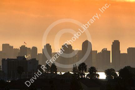 Sunrise over the city of San Diego, Southern California, USA.