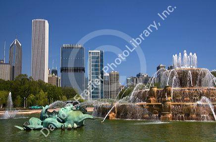 Buckingham Fountain located in Grant Park, Chicago, Illinois, USA.
