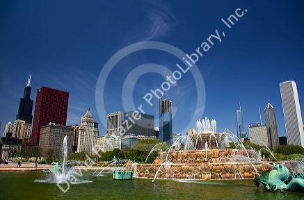 Buckingham Fountain located in Grant Park, Chicago, Illinois, USA.