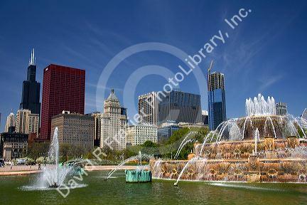 Buckingham Fountain located in Grant Park, Chicago, Illinois, USA.