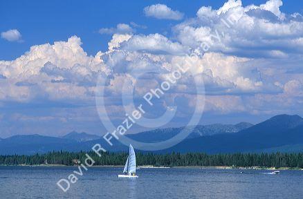 A sailboat on Lake Cascade in Cascade, Idaho.