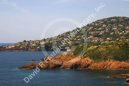 Coastal view of the Mediterranean Sea near Frejus in Southern France.