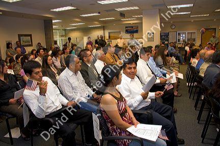 New United States citizens attend a citizenship ceremony in Idaho, USA.