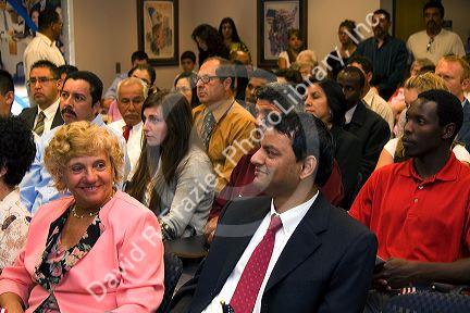 New United States citizens attend a citizenship ceremony in Idaho, USA.