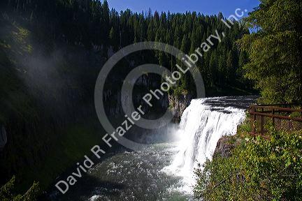 Upper Mesa Falls on the Henrys Fork of the Snake River in Fremont County, Idaho, USA.