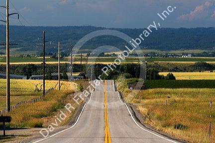Rural Idaho Highway 32 near Ashton, Idaho, USA.