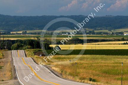Rural Idaho Highway 32 near Ashton, Idaho, USA.