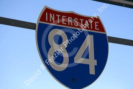 Interstate 84 road sign near Boise, Idaho, USA.