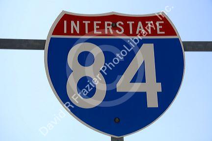 Interstate 84 road sign near Boise, Idaho, USA.