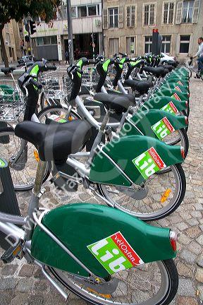 Velostan self-service public bicycle rentals in Nancy, France.