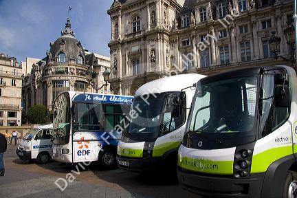 Electric concept car public exhibition in front of the Hotel de Ville in Paris, France.