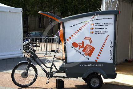 Electric concept car public exhibition in front of the Hotel de Ville in Paris, France.