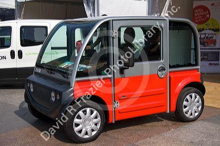Electric concept car public exhibition in front of the Hotel de Ville in Paris, France.