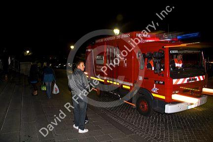 Fire rescue truck in Paris, France.